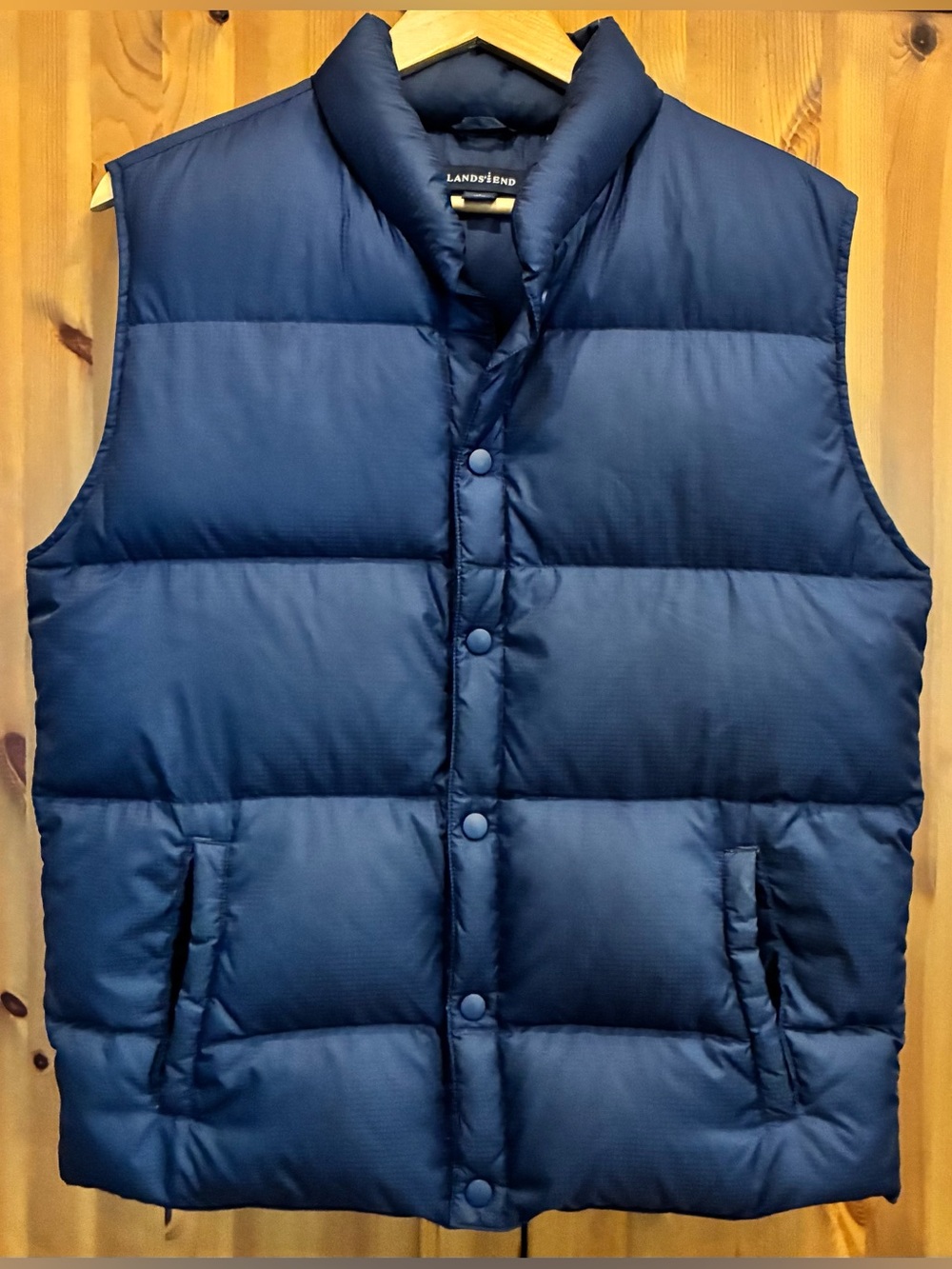 Lands End Kids Youth Down Puffer Vest Blue Ripstop Nylon Large 14-16 (women 4-6)